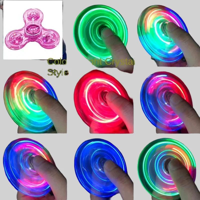 LED Finger Spinner Toys with Transparent Crystal and Colourful Lights_3