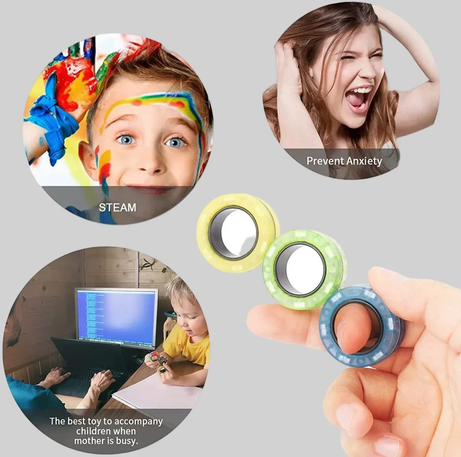 3pcs Colorful Finger Magnetic Rings - Stress Relief Fidget Toy Set for Adults_6