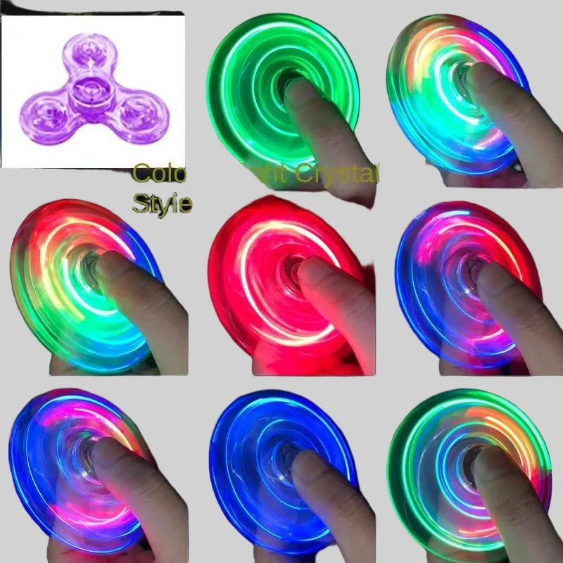 LED Finger Spinner Toys with Transparent Crystal and Colourful Lights_4