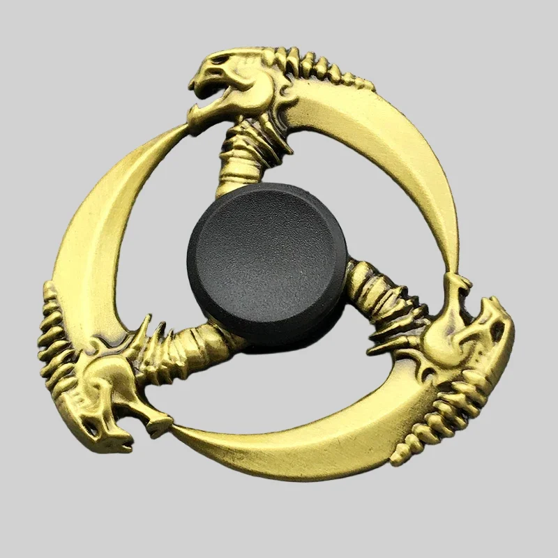 Fidget Finger Spinner - Antique Brass Color Alloy Metal Toy for All Ages_11